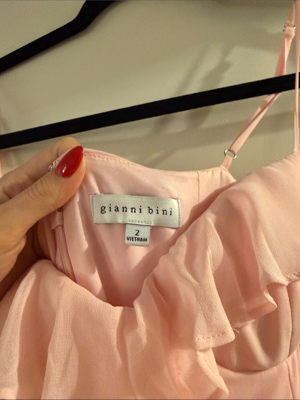 GIANNI BINI Blush Pink Ruffle Spaghetti Strap Dress - Picture 2 of 3